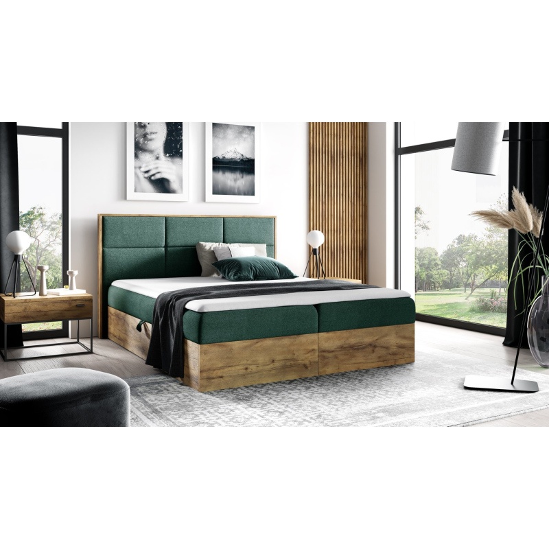 Boxspringová postel CHANTELLE 2 - 200x200, zelená + topper ZDARMA