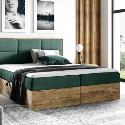 Boxspringová postel CHANTELLE 2 - 180x200, zelená + topper ZDARMA