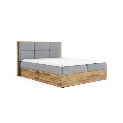 Boxspringová postel CHANTELLE 2 - 160x200, světle šedá + topper ZDARMA