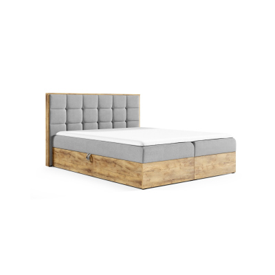 Boxspringová postel CHANTELLE 1 - 200x200, světle šedá + topper ZDARMA