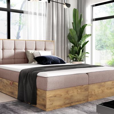 Boxspringová postel CHANTELLE 1 - 200x200, růžová + topper ZDARMA