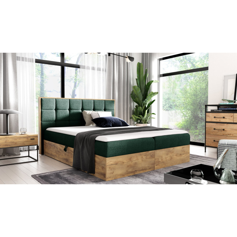 Boxspringová postel ALOIS 1 - 160x200, zelená + topper ZDARMA