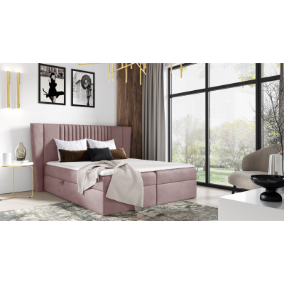 Čalouněná postel ZOJA - 200x200, růžová + topper ZDARMA