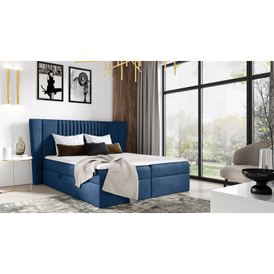 Čalouněná postel ZOJA - 200x200, modrá + topper ZDARMA