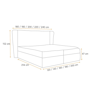 Čalouněná postel ZOJA - 180x200, světle šedá + topper ZDARMA