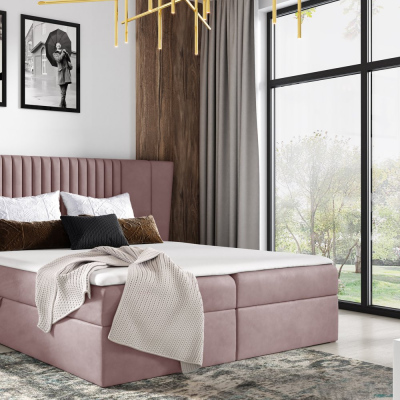 Čalouněná postel ZOJA - 160x200, růžová + topper ZDARMA