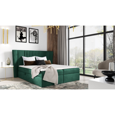 Čalouněná postel ZOJA - 160x200, tmavě zelená + topper ZDARMA