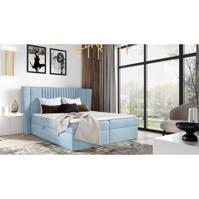 Čalouněná postel ZOJA - 160x200, světle modrá + topper ZDARMA