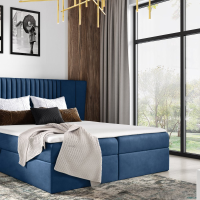 Čalouněná postel ZOJA - 160x200, modrá + topper ZDARMA