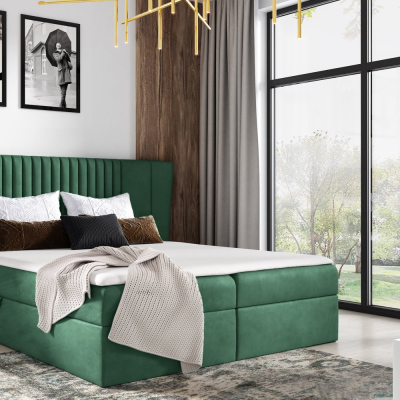 Čalouněná postel ZOJA - 140x200, zelená + topper ZDARMA