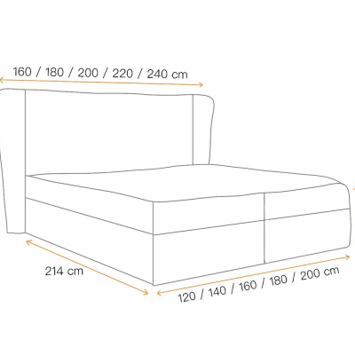 Čalouněná postel ZOJA - 140x200, světle modrá + topper ZDARMA
