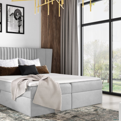 Čalouněná postel ZOJA - 120x200, světle šedá + topper ZDARMA