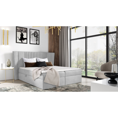 Čalouněná postel ZOJA - 120x200, světle šedá + topper ZDARMA