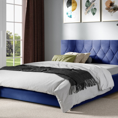 Manželská postel TIBOR - 200x200, modrá 