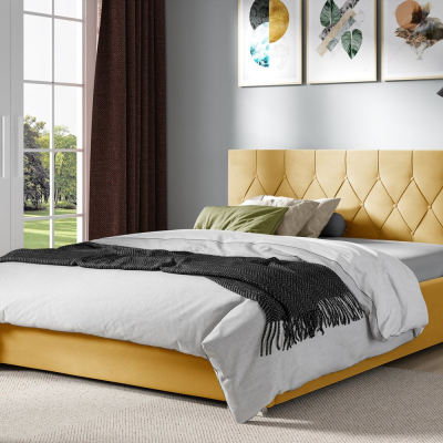 Manželská postel TIBOR - 200x200, žlutá 