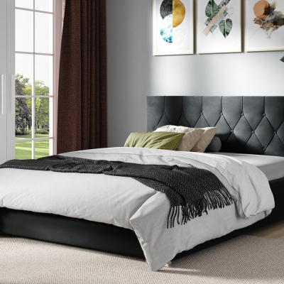 Manželská postel TIBOR - 180x200, černá 