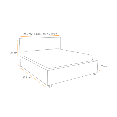 Manželská postel TIBOR - 180x200, šedá 