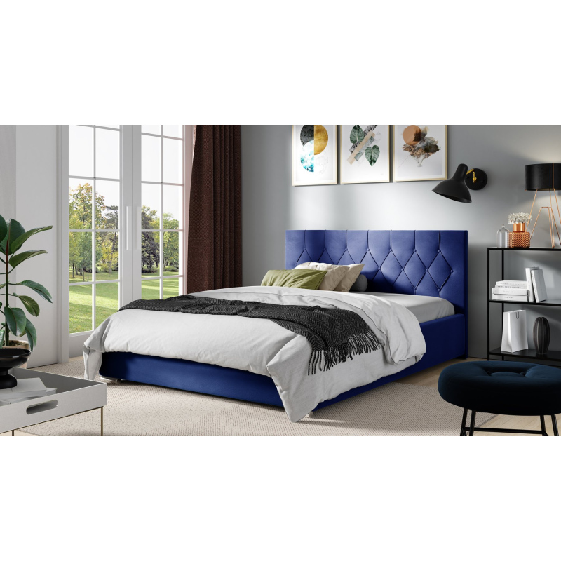 Manželská postel TIBOR - 140x200, modrá 