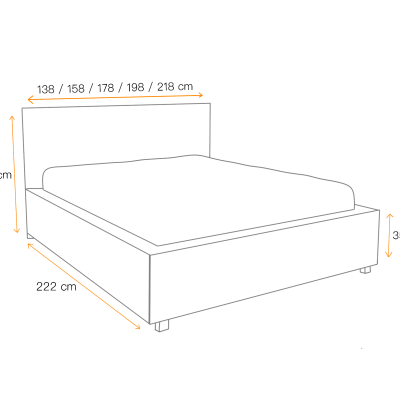 Jednolůžková postel TIBOR - 120x200, šedá