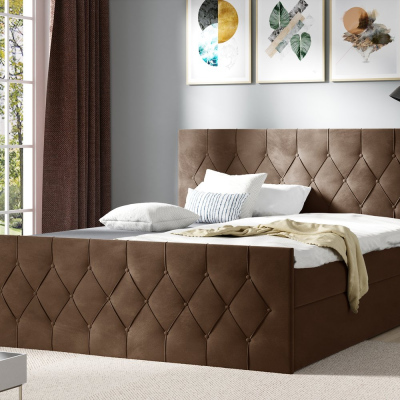 Čalouněná postel TIBOR LUX - 160x200, hnědá + topper ZDARMA