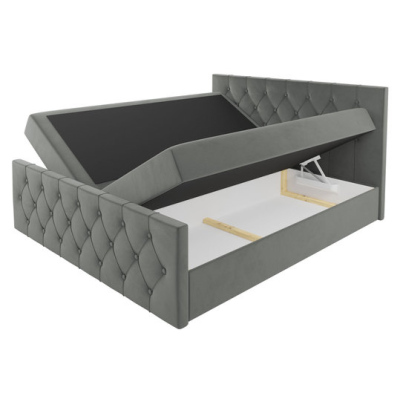 Čalouněná postel TIBOR LUX - 120x200, šedá + topper ZDARMA