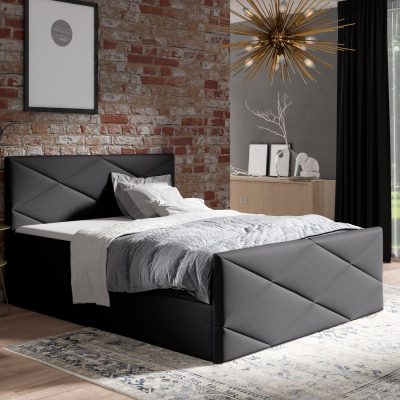 Čalouněná postel ZOE LUX - 160x200, černá + topper ZDARMA