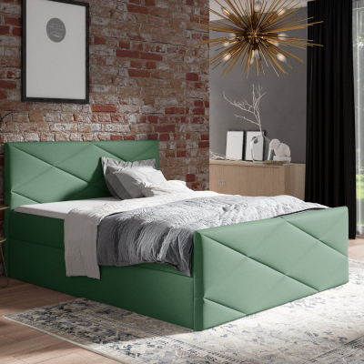 Čalouněná postel ZOE LUX - 140x200, zelená + topper ZDARMA