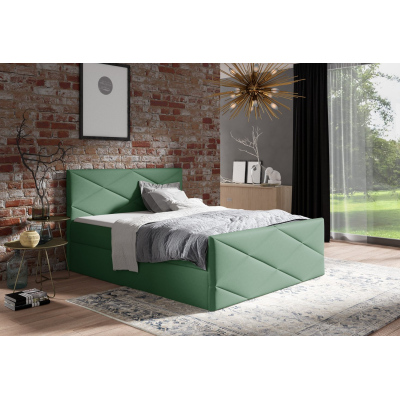 Čalouněná postel ZOE LUX - 120x200, zelená + topper ZDARMA