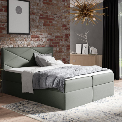 Čalouněná postel ZOE - 200x200, šedá + topper ZDARMA