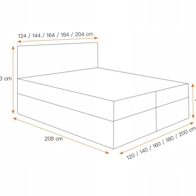 Čalouněná postel ZOE - 200x200, šedá + topper ZDARMA
