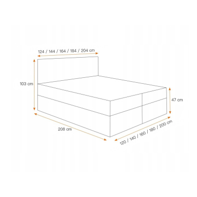 Čalouněná postel ZOE - 200x200, hnědá + topper ZDARMA