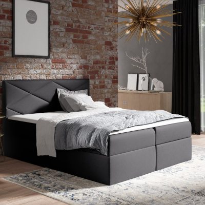 Čalouněná postel ZOE - 200x200, černá + topper ZDARMA