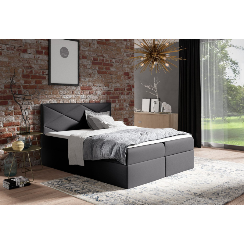 Čalouněná postel ZOE - 140x200, černá + topper ZDARMA