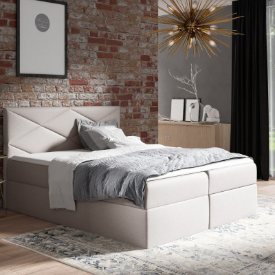 Čalouněná postel ZOE - 120x200, béžová 1 + topper ZDARMA
