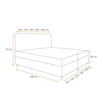Postel boxspring s úložným prostorem BRIGITA - 160x200, žlutá + topper ZDARMA