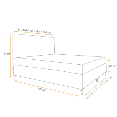 Boxspringová postel SHANNON - 200x200, žlutá + topper ZDARMA