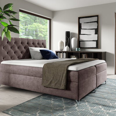 Boxspringová postel SHANNON - 140x200, starorůžová + topper ZDARMA