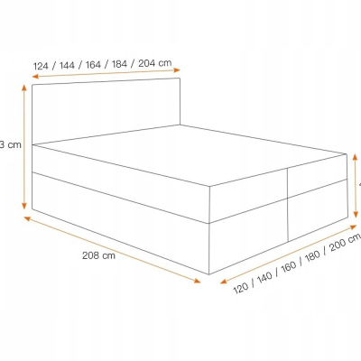 Postel boxspring s prošívaným čelem EUGENA - 140x200, žlutá + topper ZDARMA