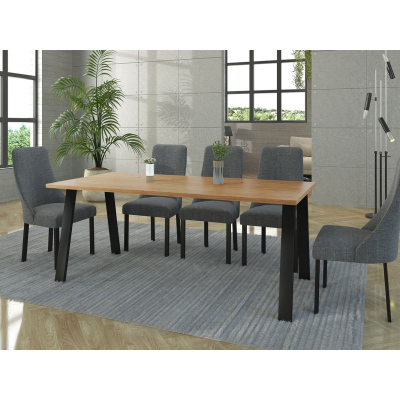 Industriální jídelní stůl KLEAN 4 - dub artisan / černý mat