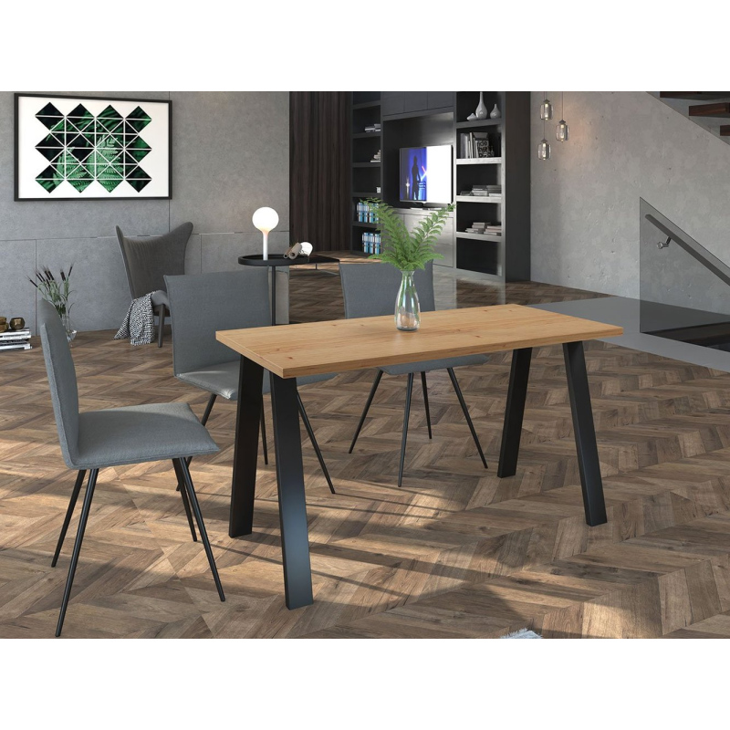 Industriální jídelní stůl KLEAN 1 - dub artisan / černý mat