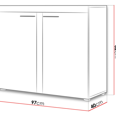 Úzká komoda s dvířky PUMBA - bílá