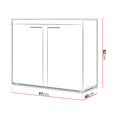 Úzká komoda s dvířky PUMBA - bílá