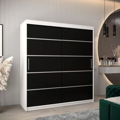 Šatní skříň ENNI - šířka 180 cm, bílá / černá