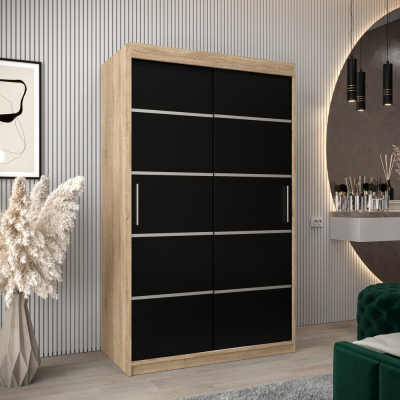 Šatní skříň ENNI - šířka 120 cm, dub sonoma / černá