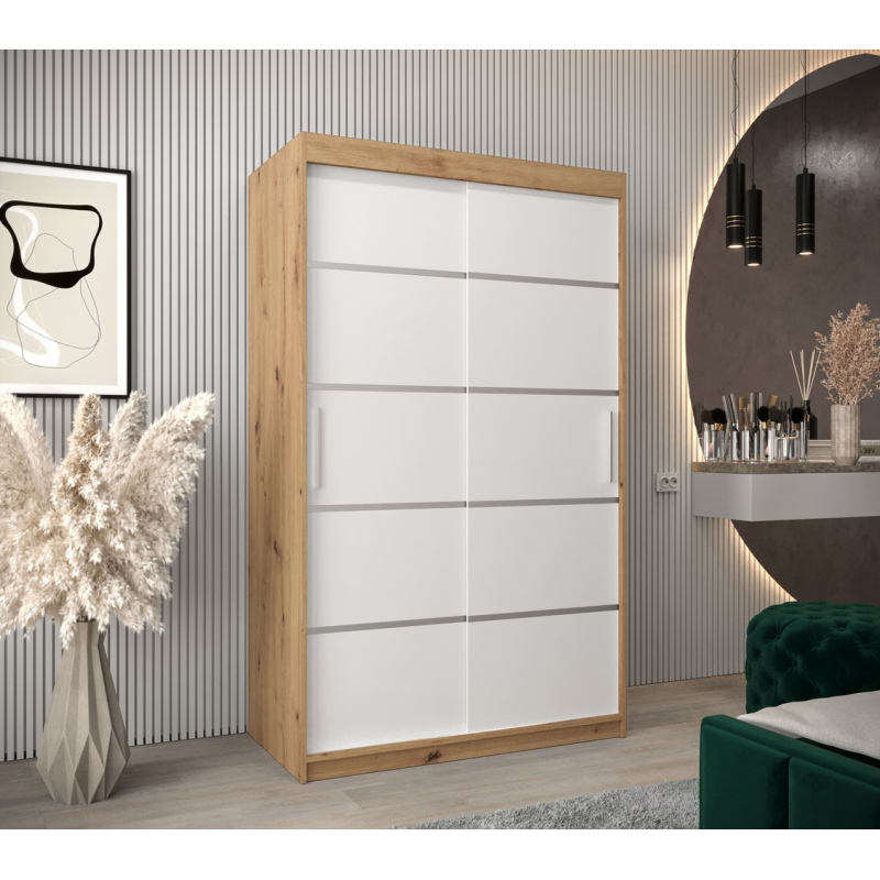 Šatní skříň ENNI - šířka 120 cm, dub artisan / bílá