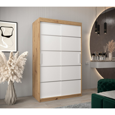 Šatní skříň ENNI - šířka 120 cm, dub artisan / bílá