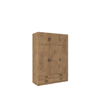 Šatní třídveřová skříň CRUELLA - šířka 135 cm, dub lefkas