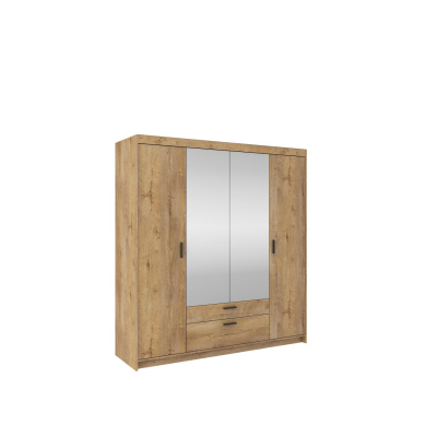 Čtyřdveřová šatní skříň se zrcadlem ADELINA - šířka 176 cm, dub lefkas