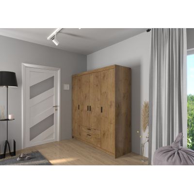 Čtyřdveřová šatní skříň ADELINA - šířka 176 cm, dub lefkas
