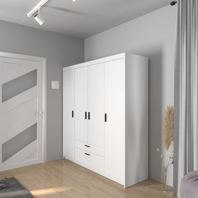 Čtyřdveřová šatní skříň ADELINA - šířka 176 cm, bílá